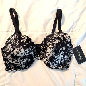Black and white floral push up bra